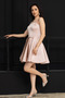 Stone Detailed Satin Mini Dress - Cream - 5