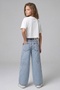 Cotton Embroidered Wide Leg Girls' Jeans - 2