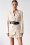 Mfr5013 Women's Wide Belt with Gold Buckle, Flexible Elastic and Faux Leather Detail - 2