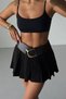 Mfr5013 Women's Wide Belt with Gold Buckle, Flexible Elastic and Faux Leather Detail - 3