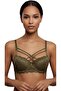 Silicone Lace Push up (Padded) Underwire (Wire Bra) Double Crossed Straps Khaki Green Bra Ebr-1161 - 2