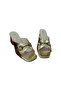 Women's Yellow Buckle Thick-Heeled Slippers - 4