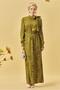 Belted Satin Jacquard Dress 46411 - 4