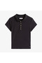 Gold Button Slim Women's Black Polo - 3