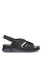 M-027 Black Genuine Leather Women's Sandals - 2