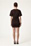 Women's Kian Drape Detailed Knitted Mini Brown Dress - 5