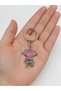 Gothic Pink Heart Winged Hand Figured Metal Keychain Unisex - 2
