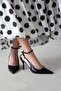 Mila Women's Heeled Wrinkled Leather Shoes Black - 2