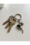 Gothic Black Heart Cat Figured Metal Keychain Unisex