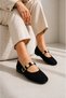 Women's Ballet Flats Velvet Gold Buckle Office Home Shoes - 2