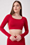 Women's Seamless Square Neck Long Sleeve Crop Top - 3