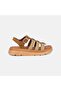 Women's Tan Sandals with Metal Accessories and Shiny Stripes - 2
