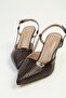 Brown Patent Leather Women's Heeled Shoes Pc-55776