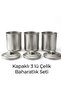 Luxury Stainless Steel 3-Piece Kitchen Organizer Spice Rack Set - with Air-Tight Lids