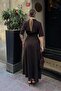 Brown Hidden Half-Zip Polo Collar Pocket Belted Women's Dress - 5
