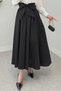Loose Cut High Waist Skirt with Bow Tie Detail - 2