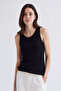 Women's Black Soft Textured Viscose Standard Fit Daily Athlete