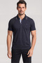 Men's Regular Cut Metallic Logo Detailed Cotton Short Sleeve Navy Blue Polo Collar T-Shirt
