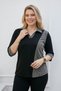 Shirt Collar Block Glitter Piece Blouse - 2