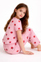 Short-Sleeved Girl's Milan Pajama Set with Strawberry Pattern - 2