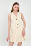 Women's Fleto Pocket Buttoned Vest - Natural - 3