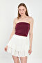 Women's Lycra Strapless Bodysuit - Burgundy - 2