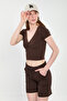 Women's Front Gathered V-Neck Bodysuit - Bitter Brown - 2
