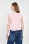 Women's short sleeve boat neck bodysuit - pink - 5