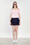 Women's Ruffled Mini Skirt - Navy Blue - 3