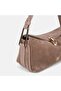 Women's Beige Gold Lock Detailed Suede Textured Shoulder Bag - 4