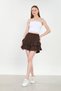 Women's Ruffled Shorts Skirt - Bitter Brown - 2