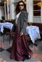 Burgundy Polka Dot Maxi Women's Satin Skirt Mg2725 - 4