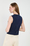 Women's Fleto Pocket Buttoned Vest - Navy Blue - 5