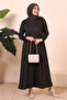 Stylish and Comfortable Plus Size Hijab Dress – Stone Detailed Collar, Long Sleeve Maxi Dress - 6