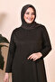 Stylish and Comfortable Plus Size Hijab Dress – Stone Detailed Collar, Long Sleeve Maxi Dress - 3