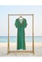 Women's Bohemian Embroidered Green Dress - 4