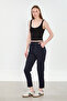 Women's V-Neck Thick Strap Crop Top - Black - 4