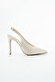 Essential Beige Satin Open Back Pointed Toe Women's Heeled Shoes - 2