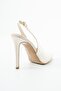 Essential Beige Satin Open Back Pointed Toe Women's Heeled Shoes - 6