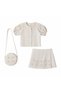 Girl's Floral Appliqued 3-Piece Set Blouse Skirt Bag Summer Stylish Combination 2-5 Years Old