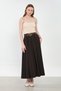 Women's Pleated Belted Skirt - Bitter Brown - 4