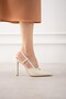Urban Cream Skin Pointed Toe Thin High Heeled Women's Shoes - 3