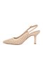 Beige Breathable Knitted Textured Slingback Women's Heeled Shoes 658248 Z - 4