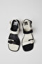 Twins Women's White and Black Leather Sandals - 4