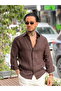 Raw Linen Regular Fit Shirt Brown