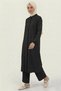 Black 100% Cotton Muslin Fabric Zippered Comfortable Fit Hijab Women's Set - Hajj and Umrah Outfit
