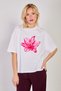 Women's lily print oversize t-shirt - white/pink - 2