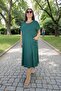 Lycra Beaded Detail Pocket Short Sleeve Cotton Viscose Medium Length Plus Size Dress - 2