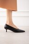 Kitten Black Skin Short Thin Heeled Women's Shoes - 3