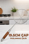 19.5cm Oil Strainer - Boiling Strainer - Colander - Stainless Steel - Wide Hole Strainer - Wooden Handle